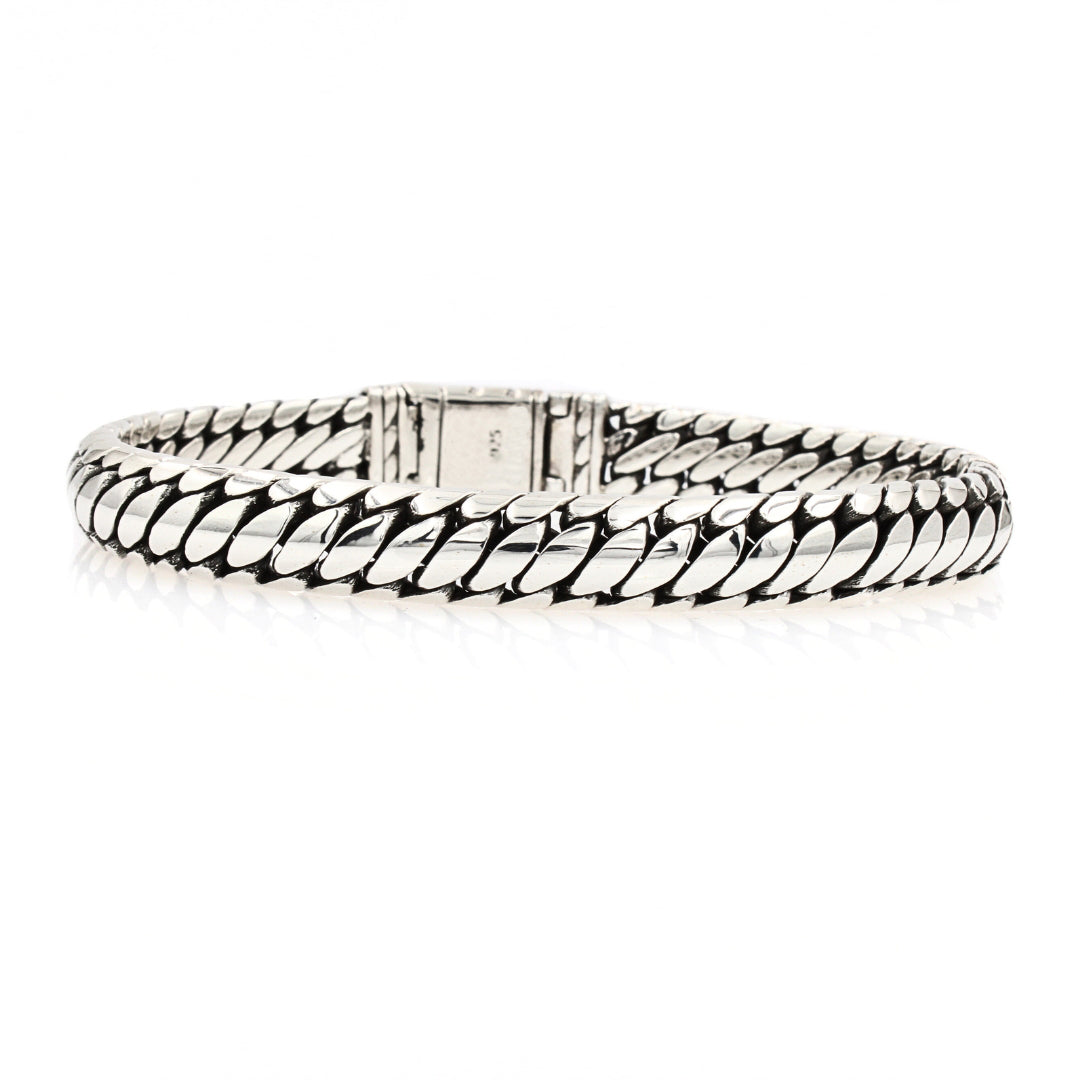 Men's Sterling Silver Bracelet -Ben 10mm wide