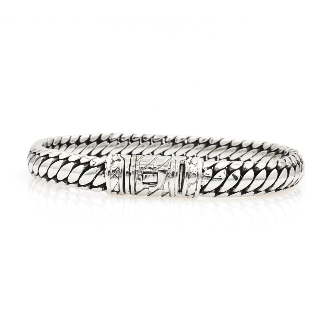 Men's Sterling Silver Bracelet -Ben 10mm wide
