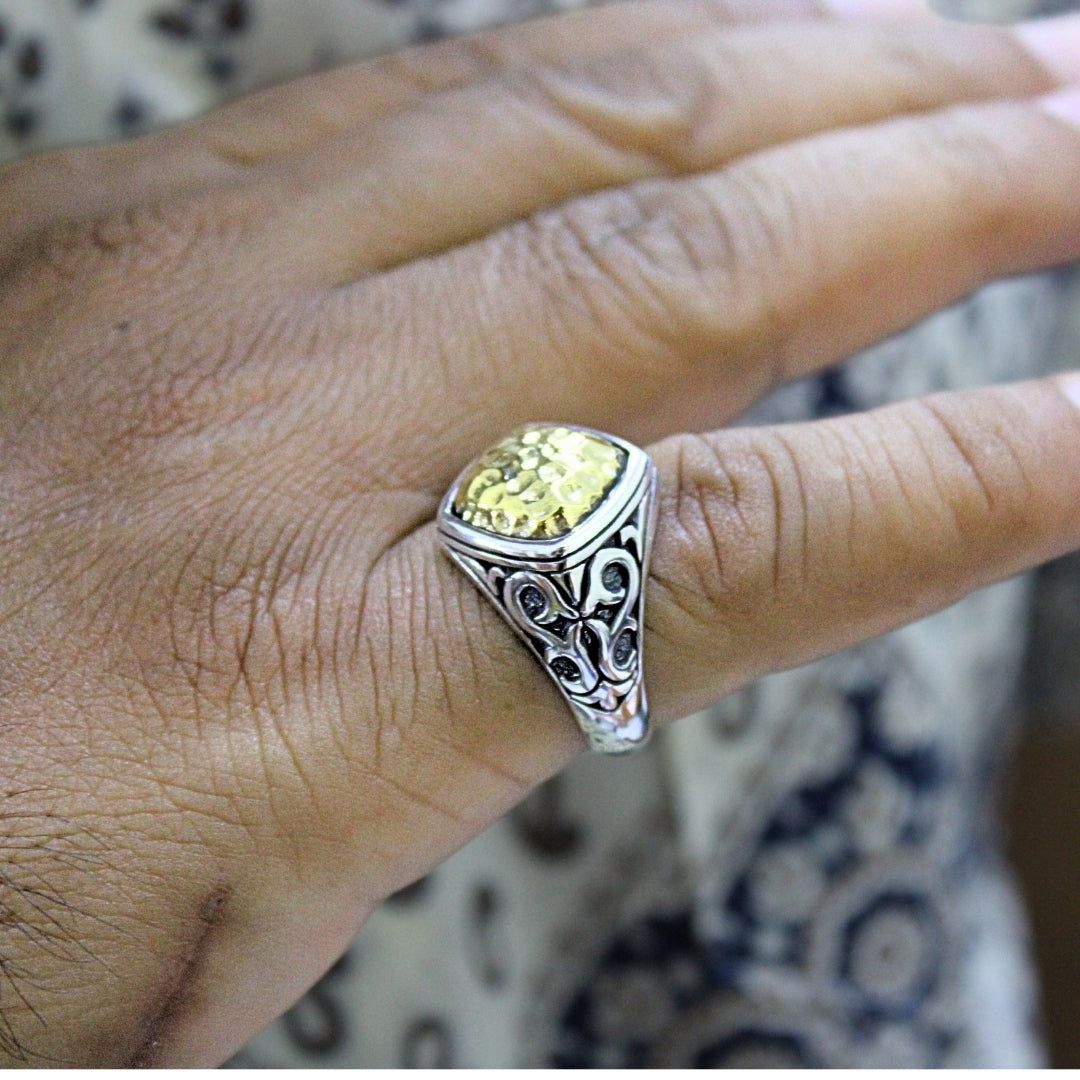 Ring Dual Tone Bali Motif