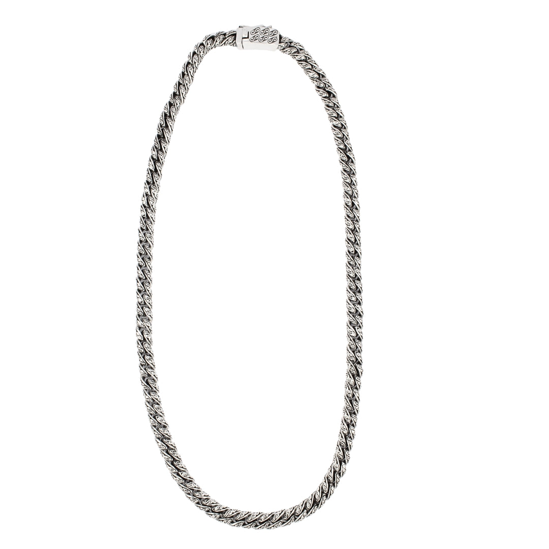 Sterling Silver Cuban Link Necklace with Motif – 8mm Wide