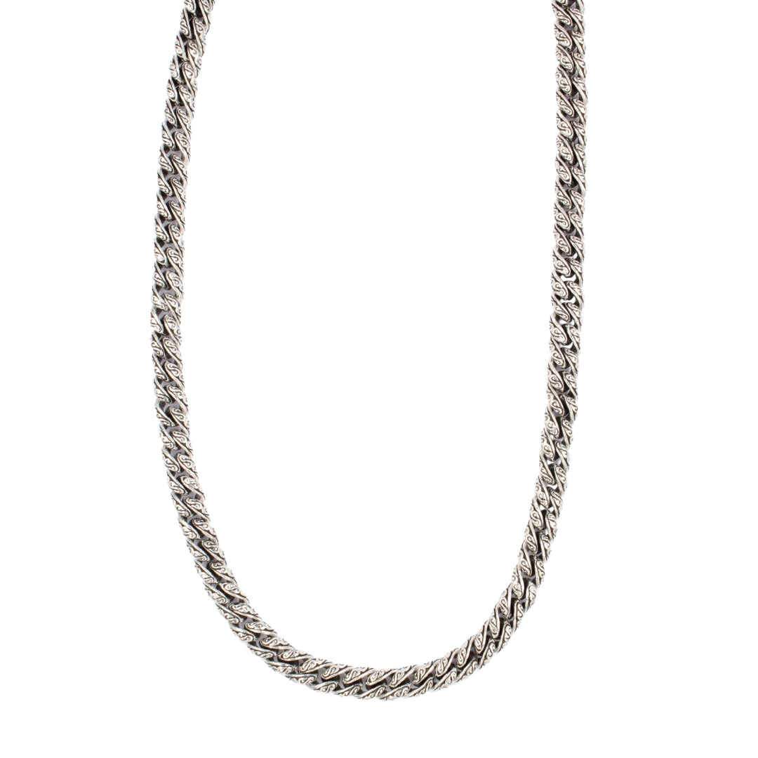 Sterling Silver Cuban Link Necklace with Motif – 8mm Wide