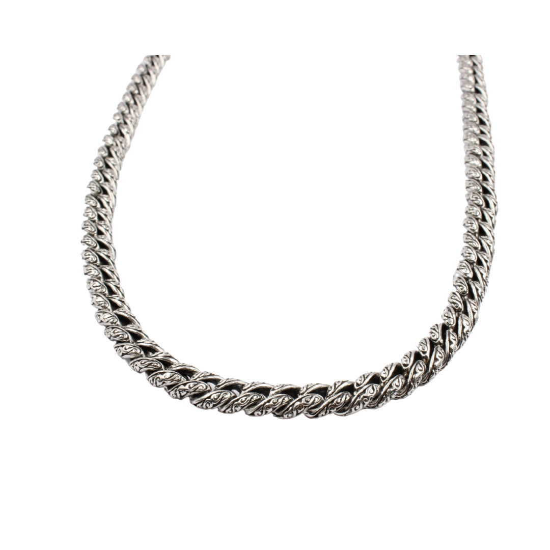 Sterling Silver Cuban Link Necklace with Motif – 8mm Wide