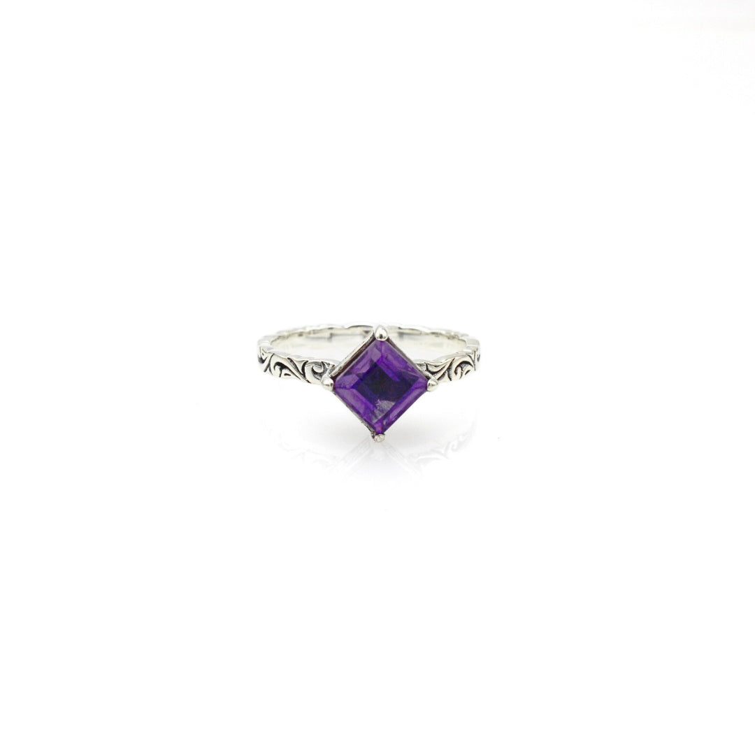 Sterling Silver Bali Amethyst Ring