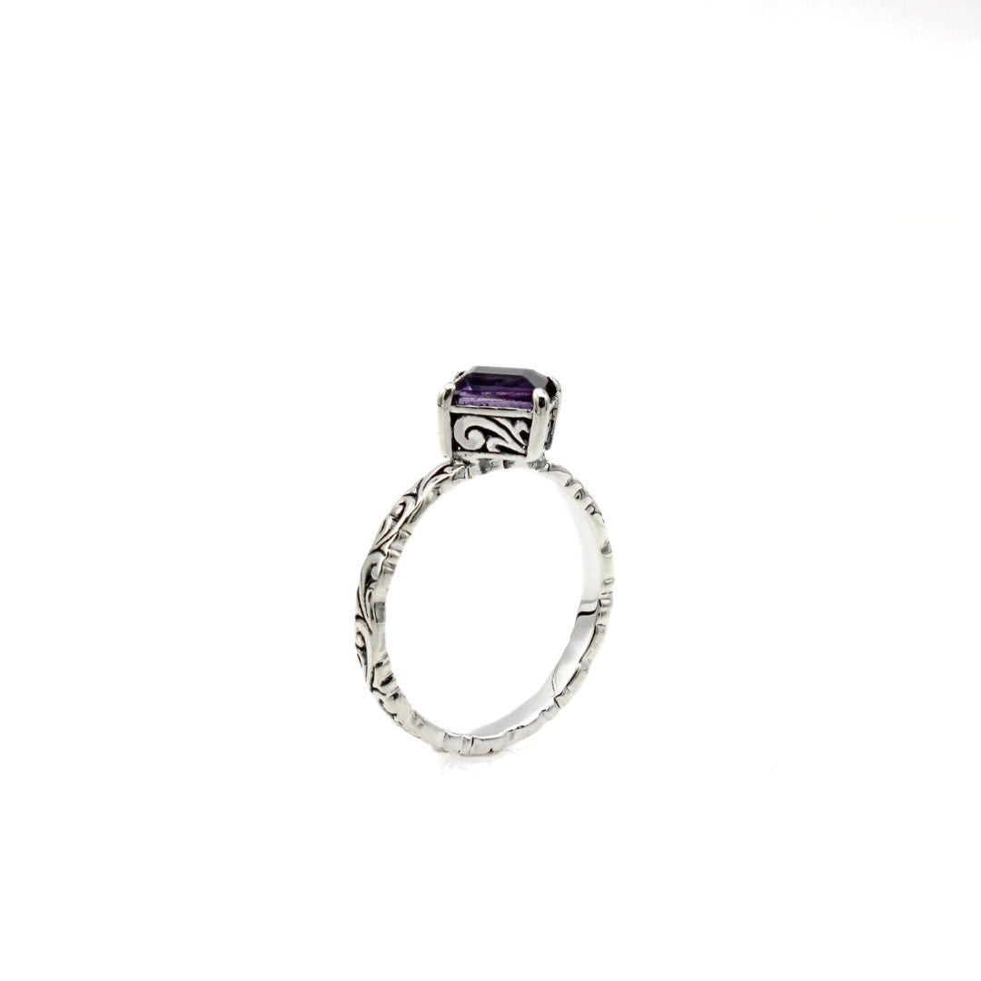 Sterling Silver Bali Amethyst Ring