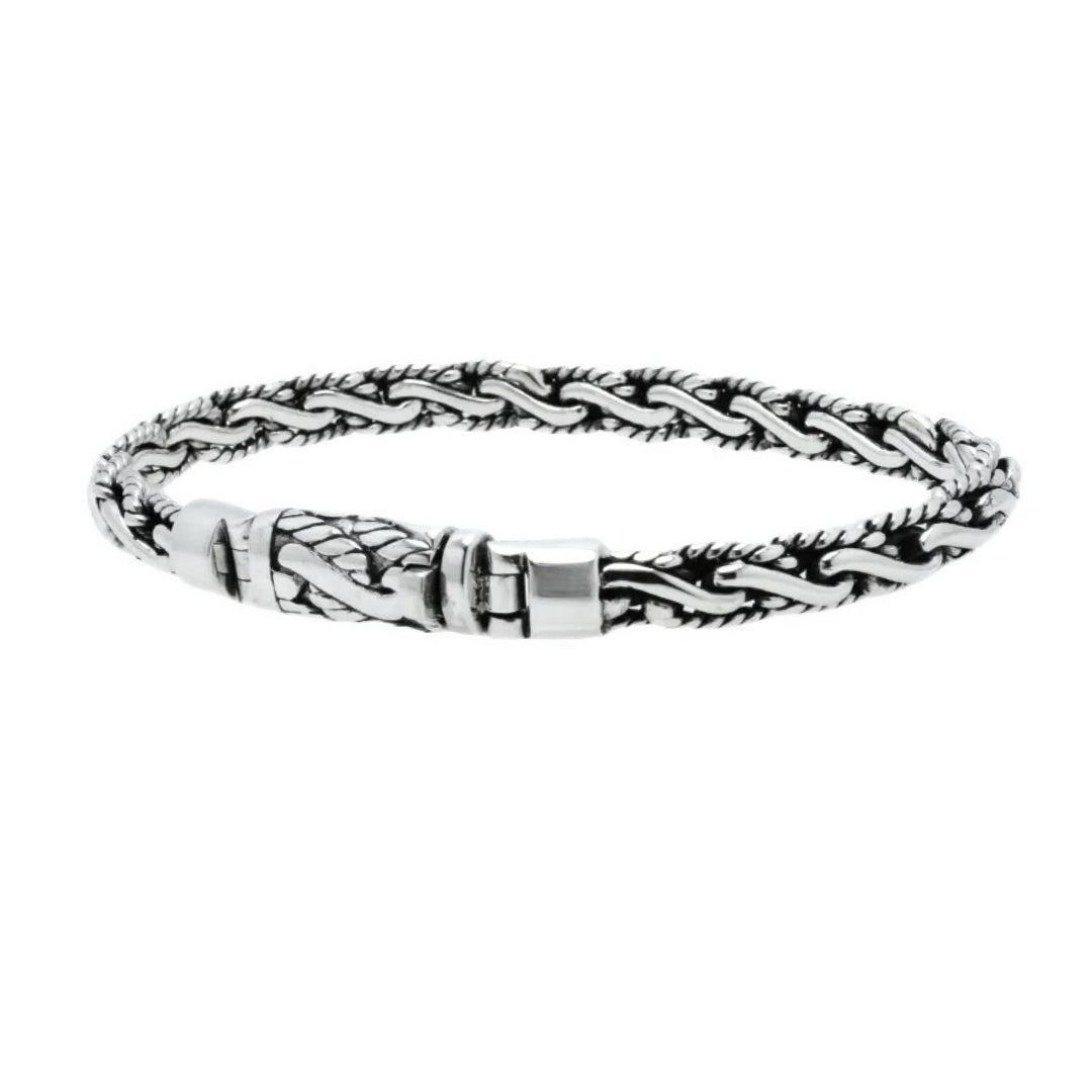 Balinese 6mm Padian Plat Tali Air Oval Silver Bracelet