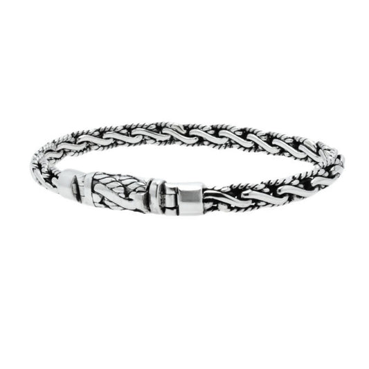 Balinese 6mm Padian Plat Tali Air Oval Silver Bracelet