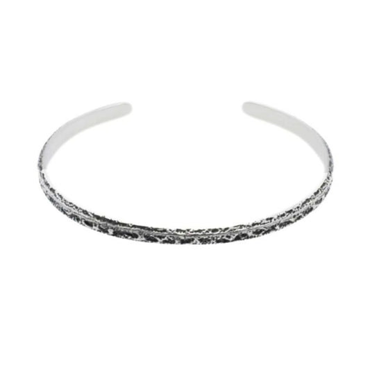 Heritage Distress Cuff Bracelet in Solid Sterling Silver, 6mm