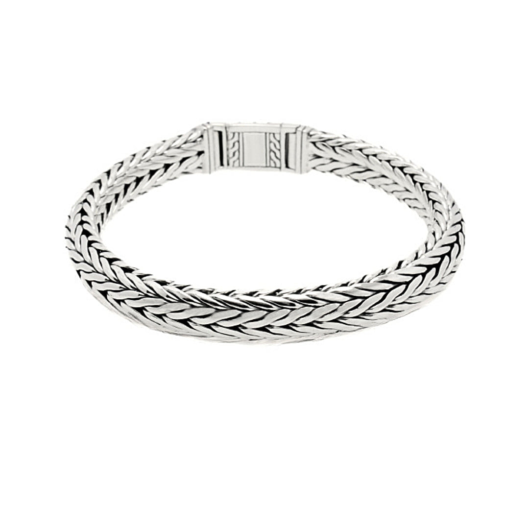 Balinese 10mm D-Shape Sumbu Kompor Silver Bracelet