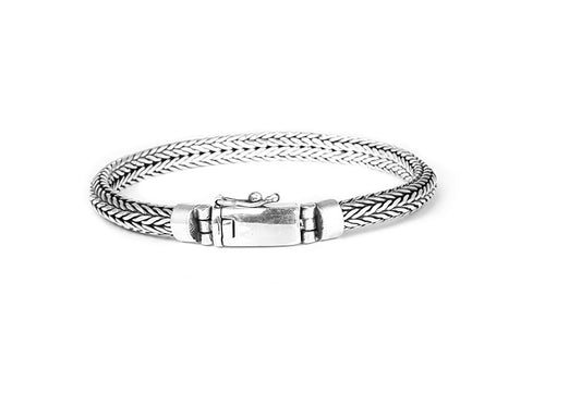 Balinese 7mm D-Shape Tulang Naga Silver Bracelet