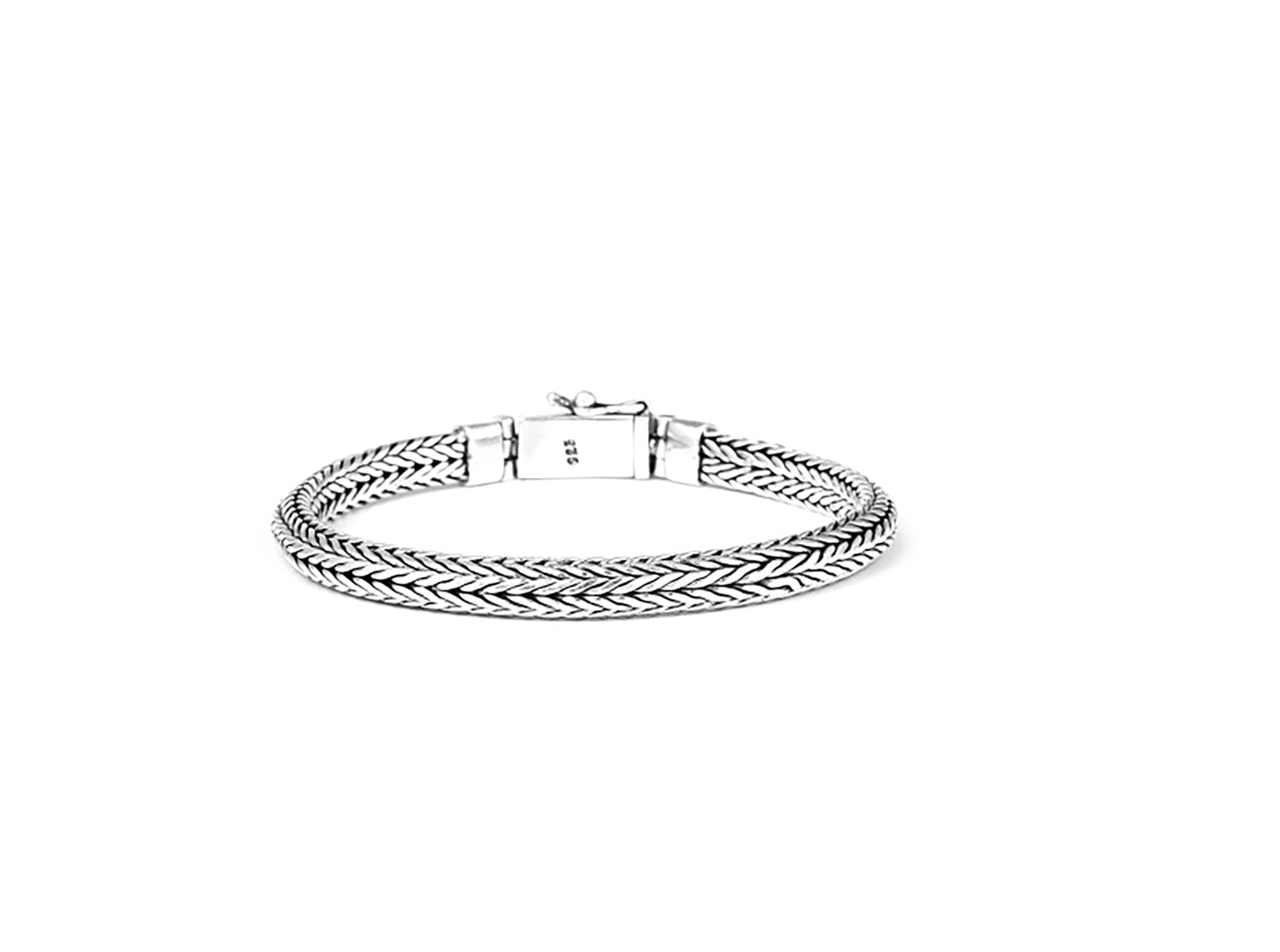 Balinese 7mm D-Shape Tulang Naga Silver Bracelet
