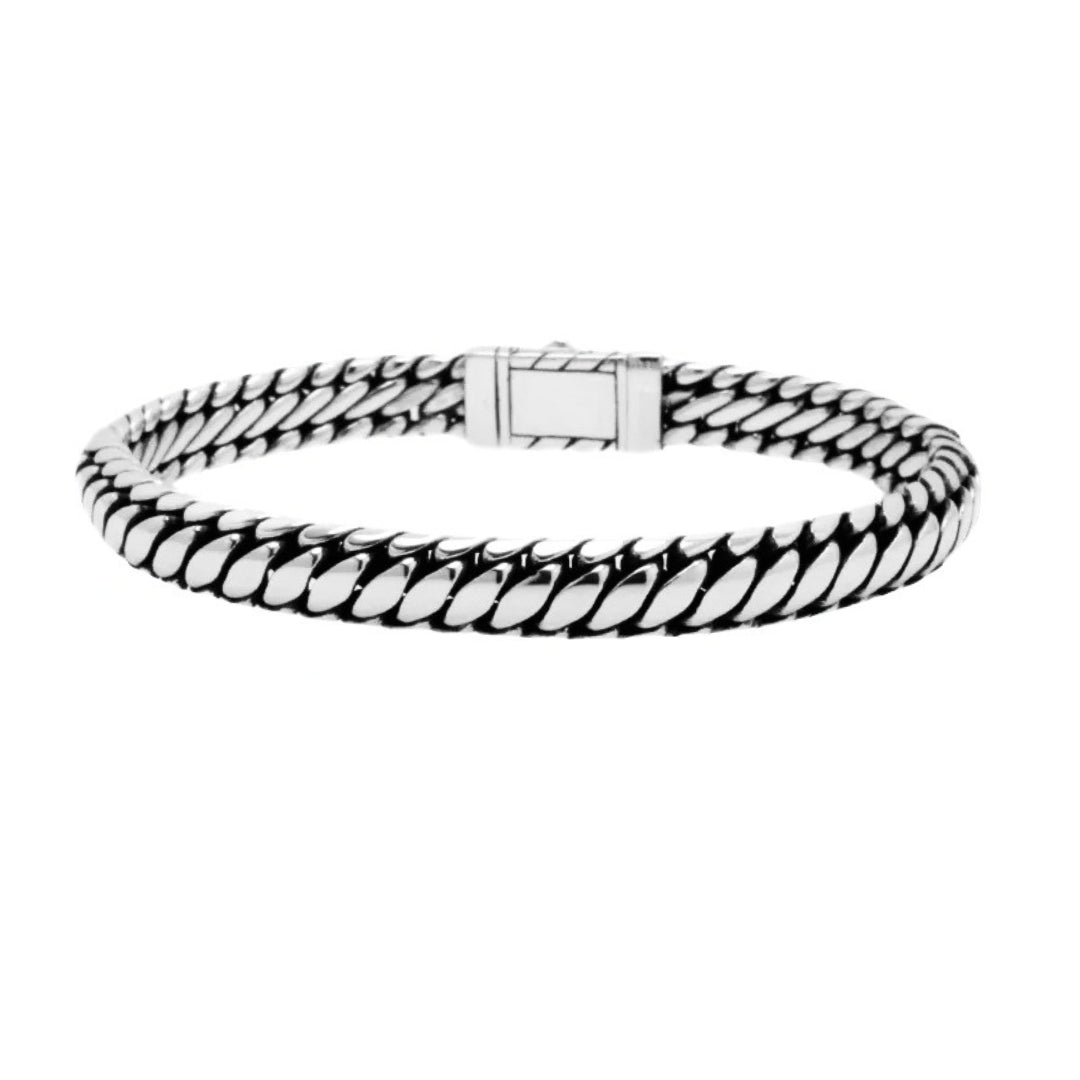 Ben 8 mm Silver Link Bracelet Solid 925