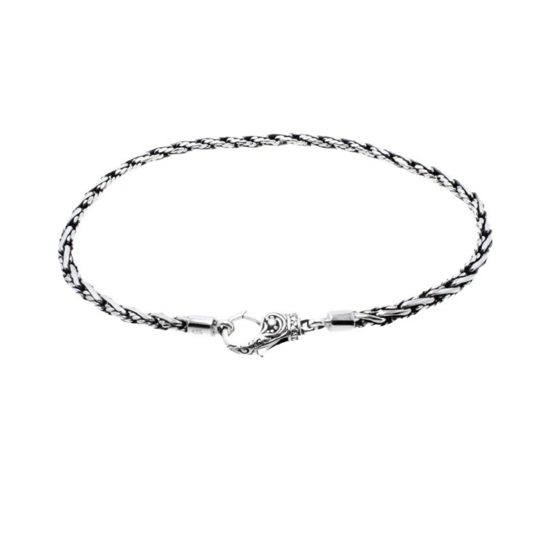 Balinese 3mm Delicate Padian Plat Tali Air Silver Bracelet