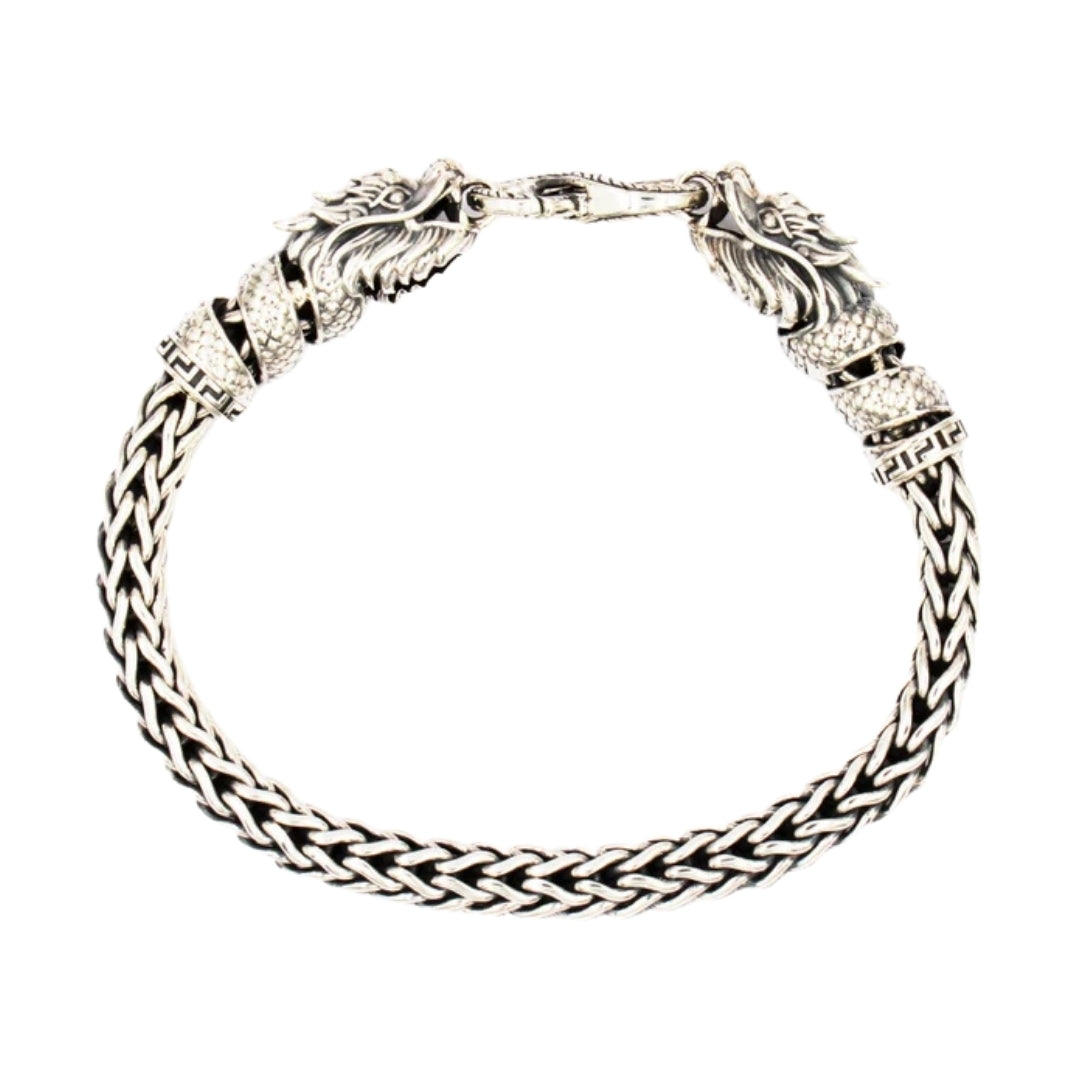 Balinese Handcrafted 6mm Silver Dragon Head Bracelet