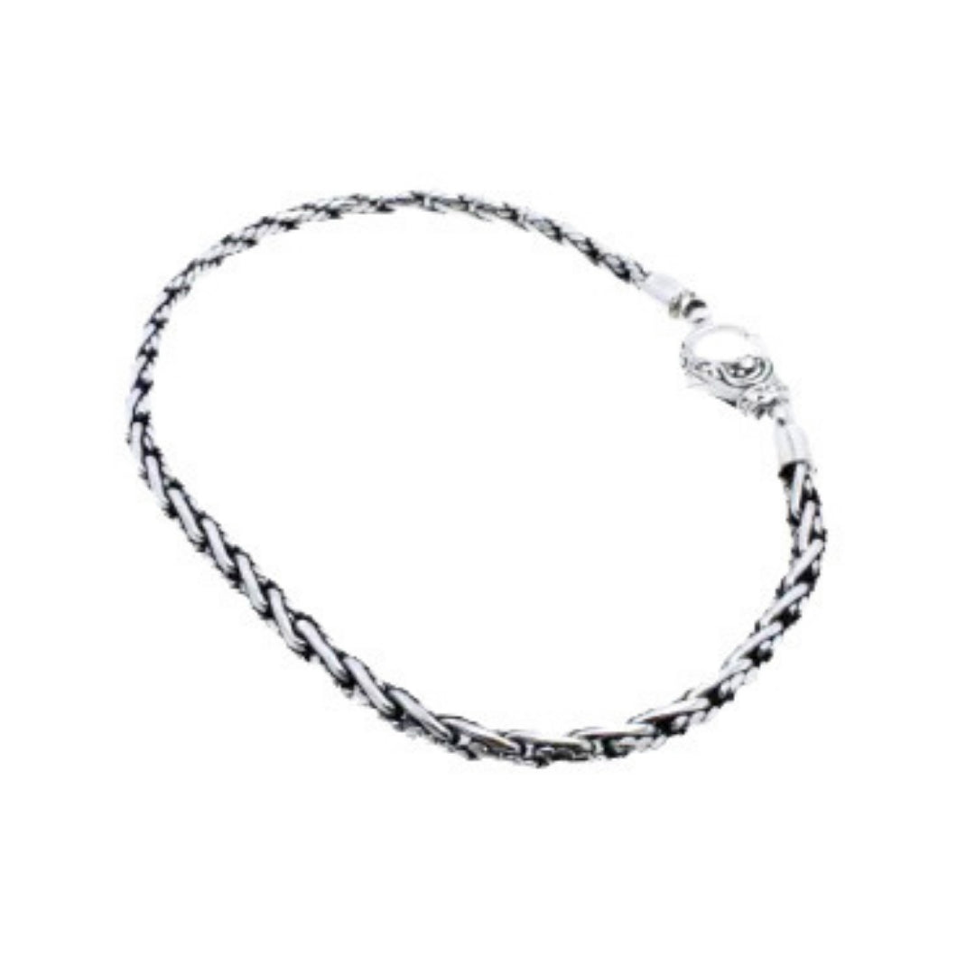 Balinese 3mm Delicate Padian Plat Tali Air Silver Bracelet
