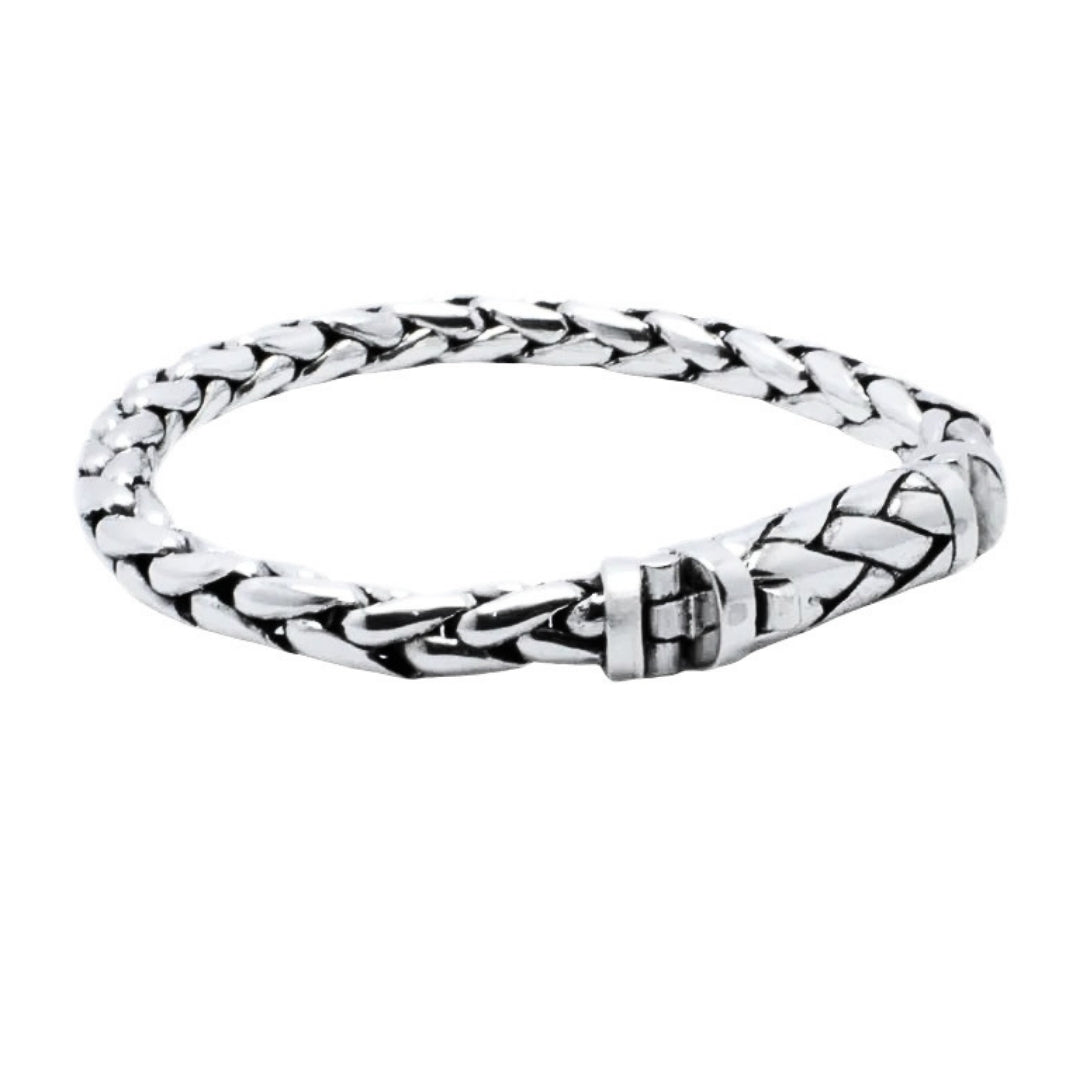 Balinese 6mm Padian Plat Round Silver Bracelet