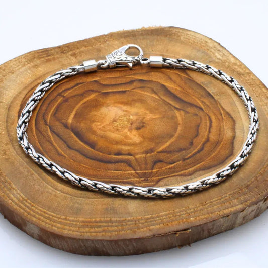 Balinese 3mm Delicate Padian Plat Tali Air Silver Bracelet