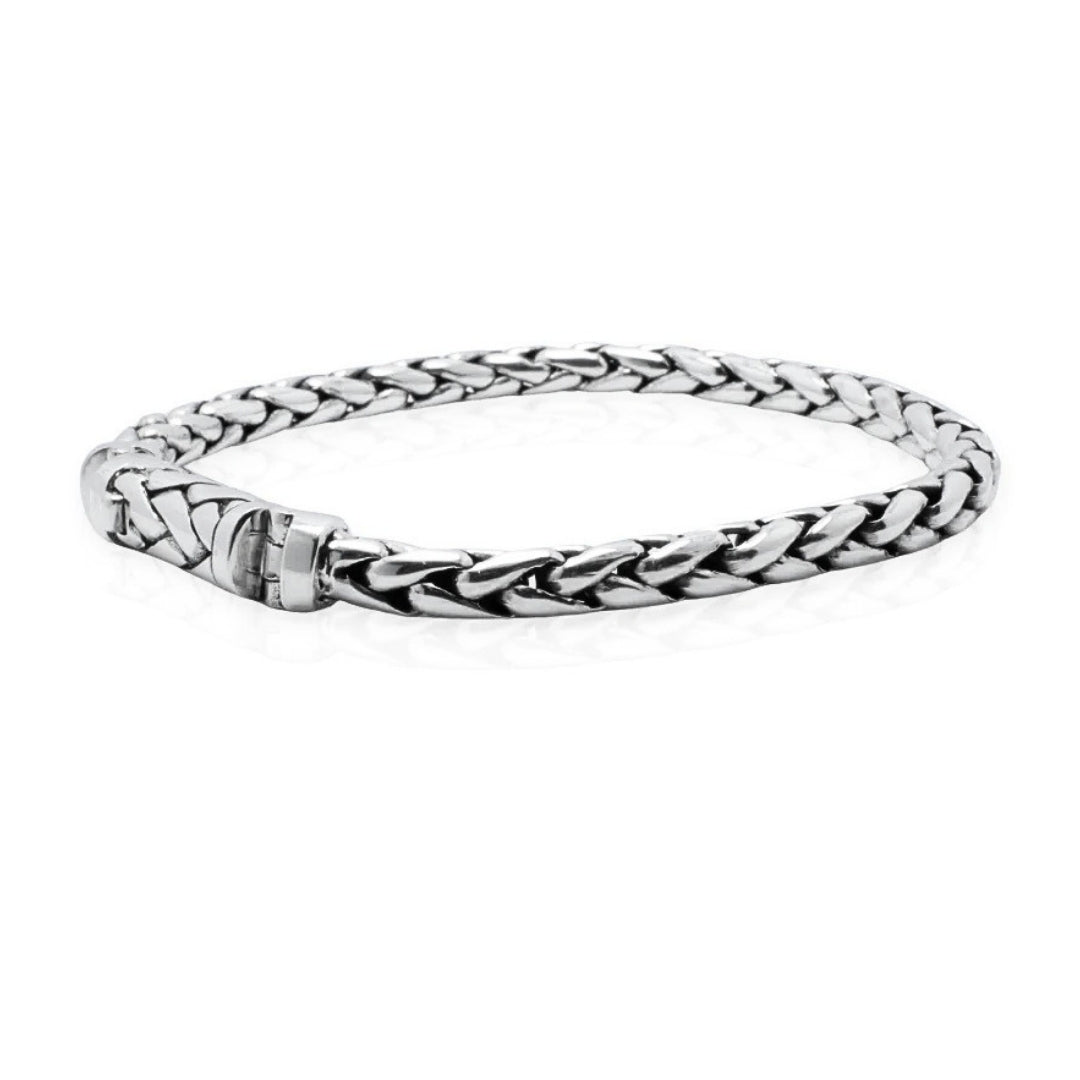 Balinese 6mm Padian Plat Round Silver Bracelet