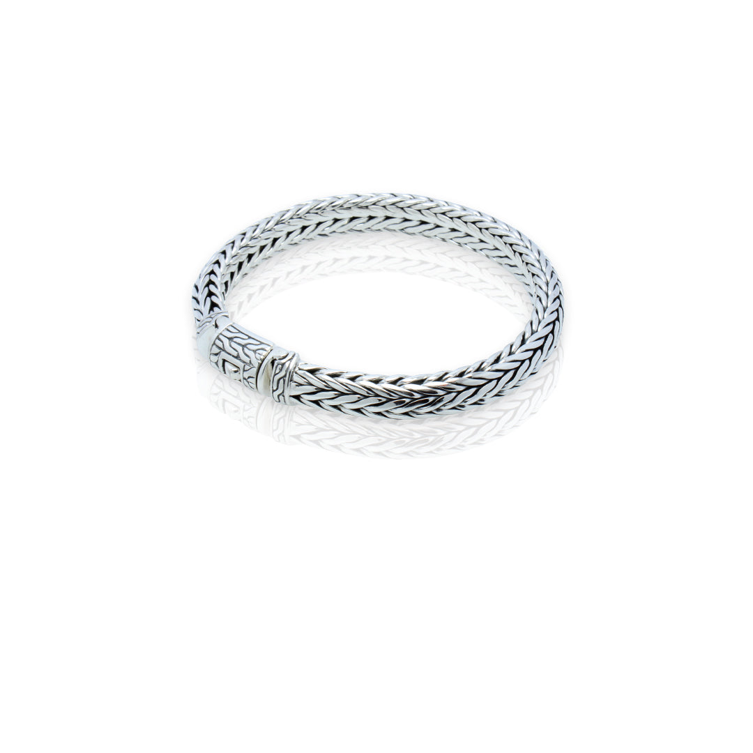 Balinese 10mm D-Shape Sumbu Kompor Silver Bracelet