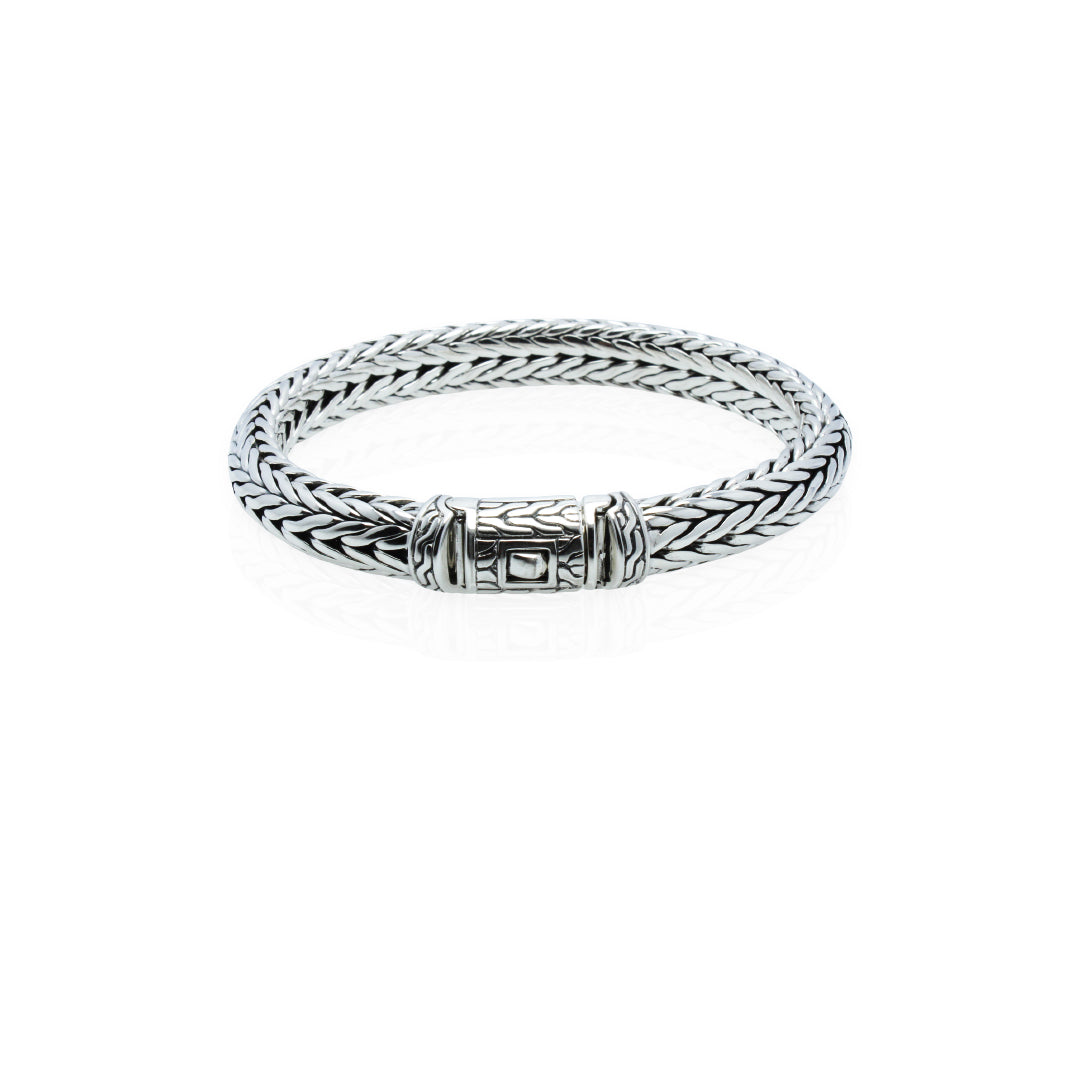 Balinese 10mm D-Shape Sumbu Kompor Silver Bracelet