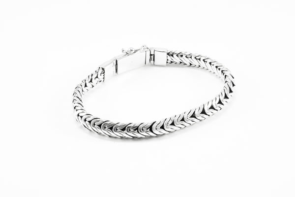 Borobudur Link Chain Bracelet, 8mm Solid Sterling Silver