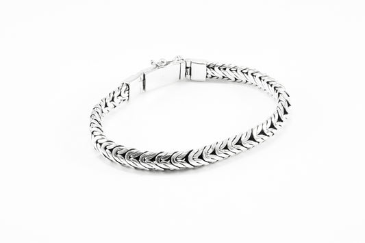 Borobudur Link Chain Bracelet, 8mm Solid Sterling Silver