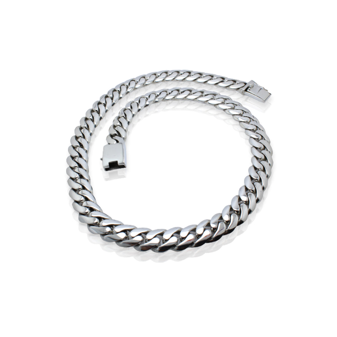 Balinese 20mm Statement Flat Cuban Silver Necklace