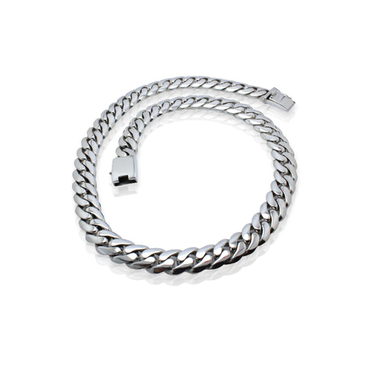 Balinese 20mm Statement Flat Cuban Silver Necklace