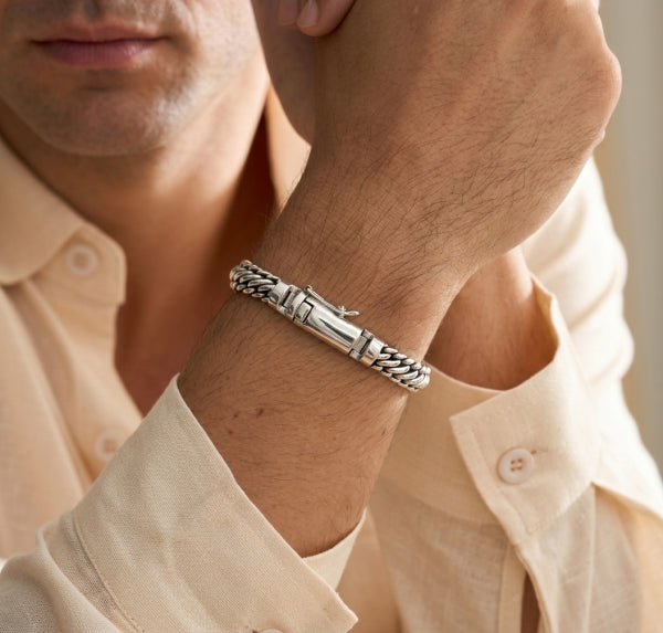 Ben 10 mm Plain Clasp Silver Bracelet Solid 925