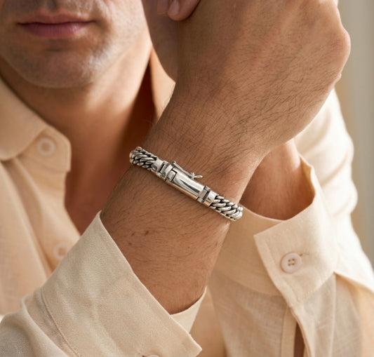Ben 10 mm Plain Clasp Silver Bracelet Solid 925