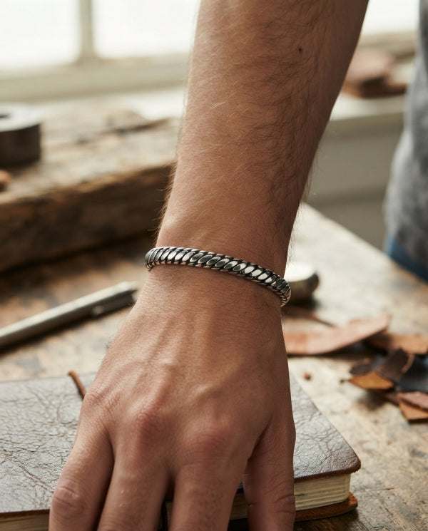 Ben 8 mm Silver Link Bracelet Solid 925