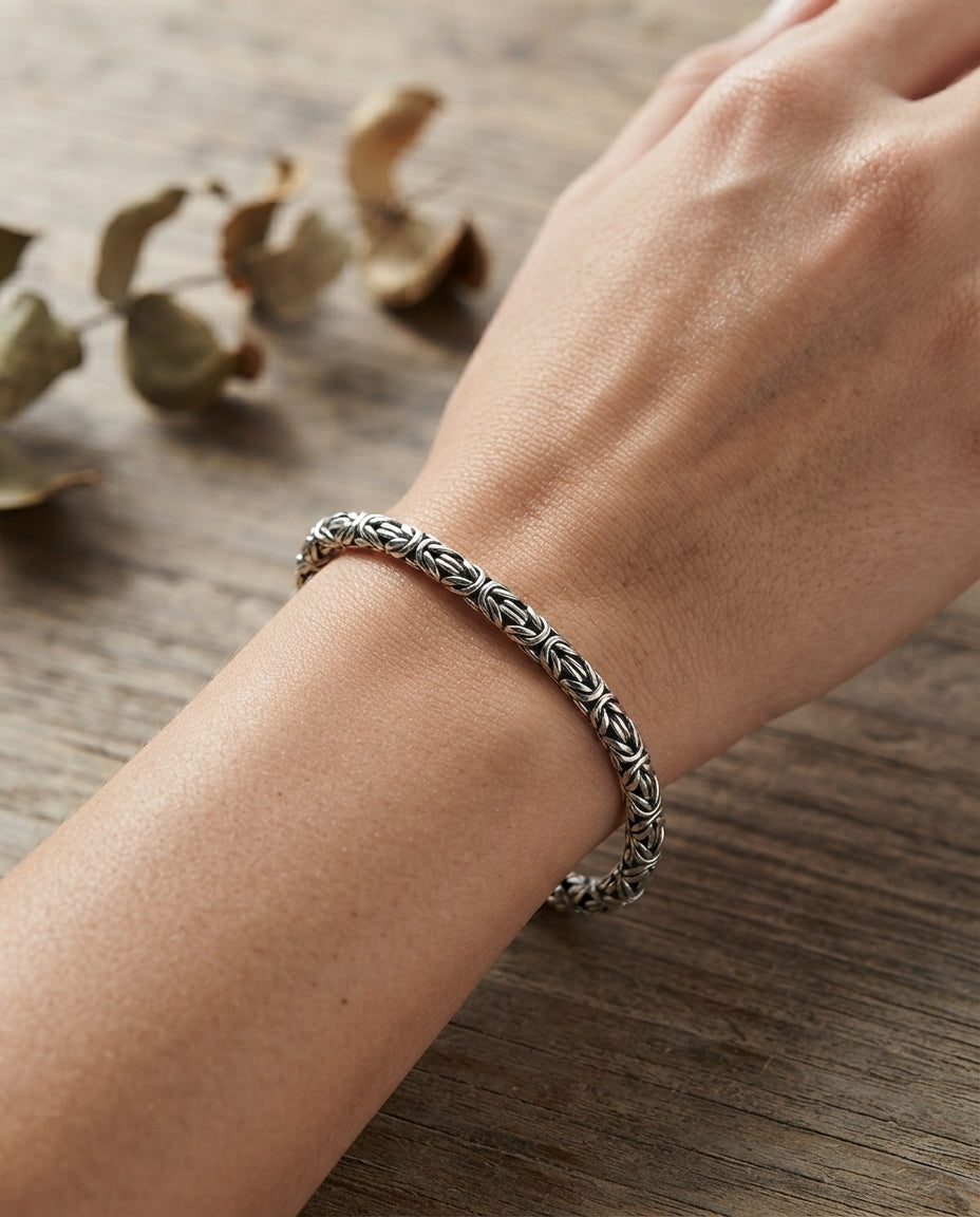 Byzantine Link Bracelet, 5mm Sterling Silver
