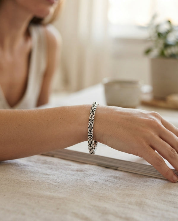 Byzantine Link Bracelet, 7mm Sterling Silver