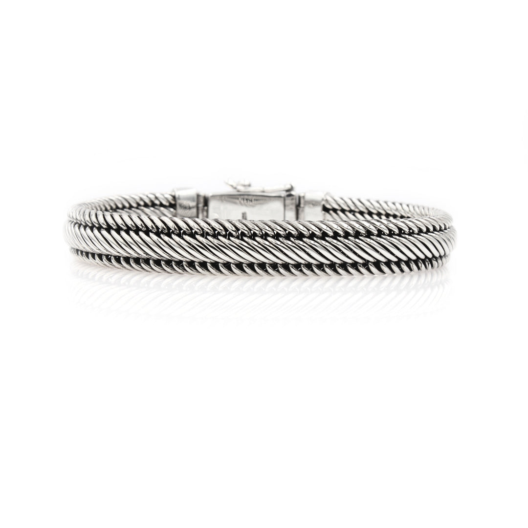 Men's Sterling Silver Handmade Braided bracelet -Edwin