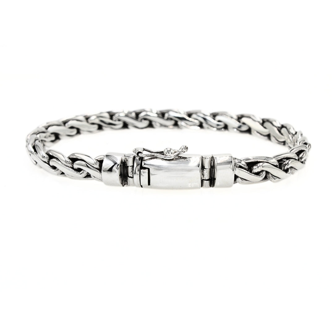 Balinese 8mm Padian Satu Oval Silver Bracelet