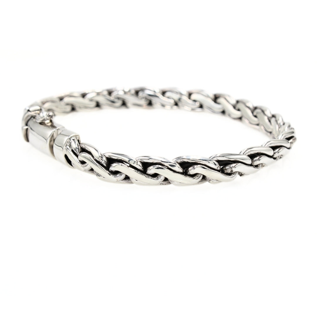 Balinese 8mm Padian Satu Oval Silver Bracelet