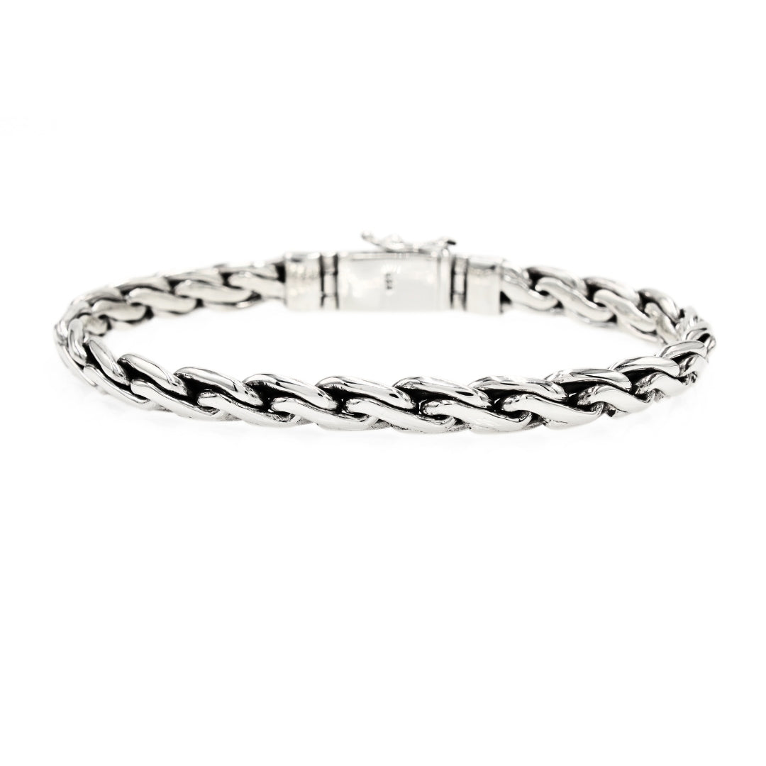 Balinese 8mm Padian Satu Oval Silver Bracelet