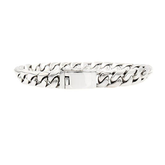 Balinese 10mm Flat Cuban Link Silver Bracelet