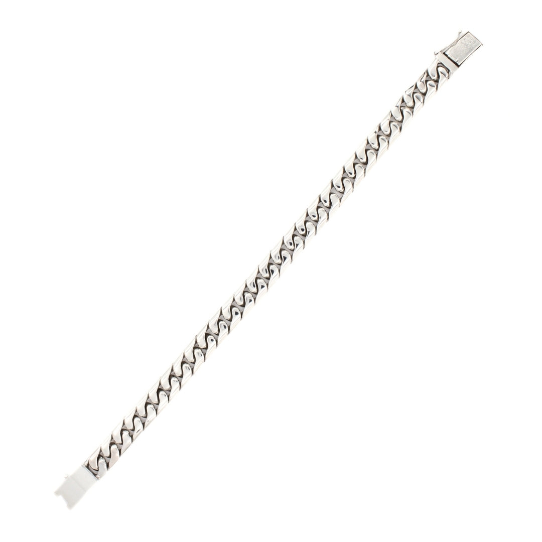 Balinese 10mm Flat Cuban Link Silver Bracelet