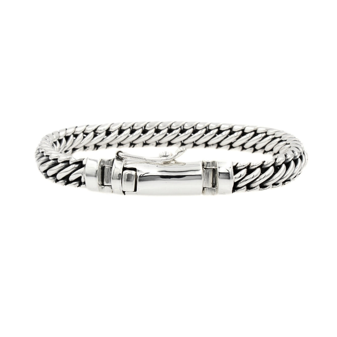 Ben 10 mm Plain Clasp Silver Bracelet Solid 925