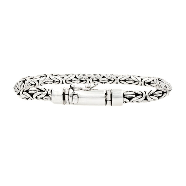Byzantine Link Bracelet, 8mm Solid Silver Chain