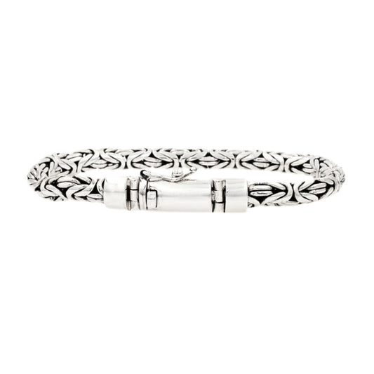 Byzantine Link Bracelet, 8mm Solid Silver Chain