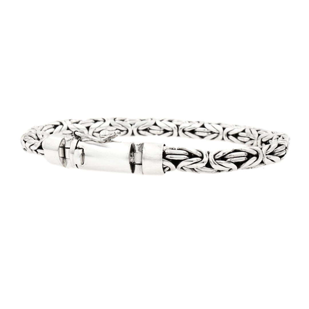 Byzantine Link Bracelet, 8mm Solid Silver Chain