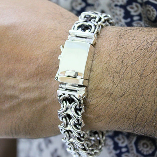 Ramses Heritage Chain Bracelet in Sterling Silver, 15mm