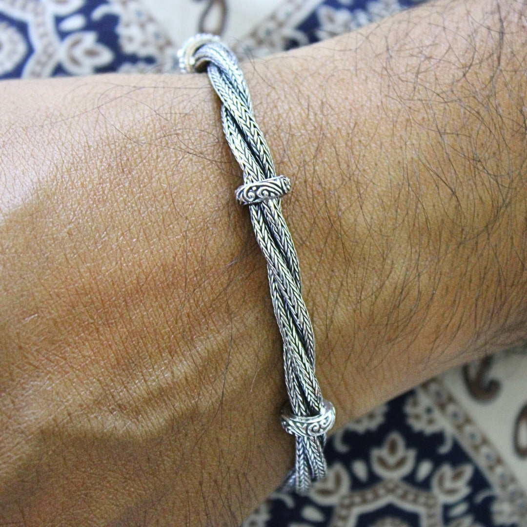 Balinese 6mm Twisted Tulang Naga Silver Bracelet
