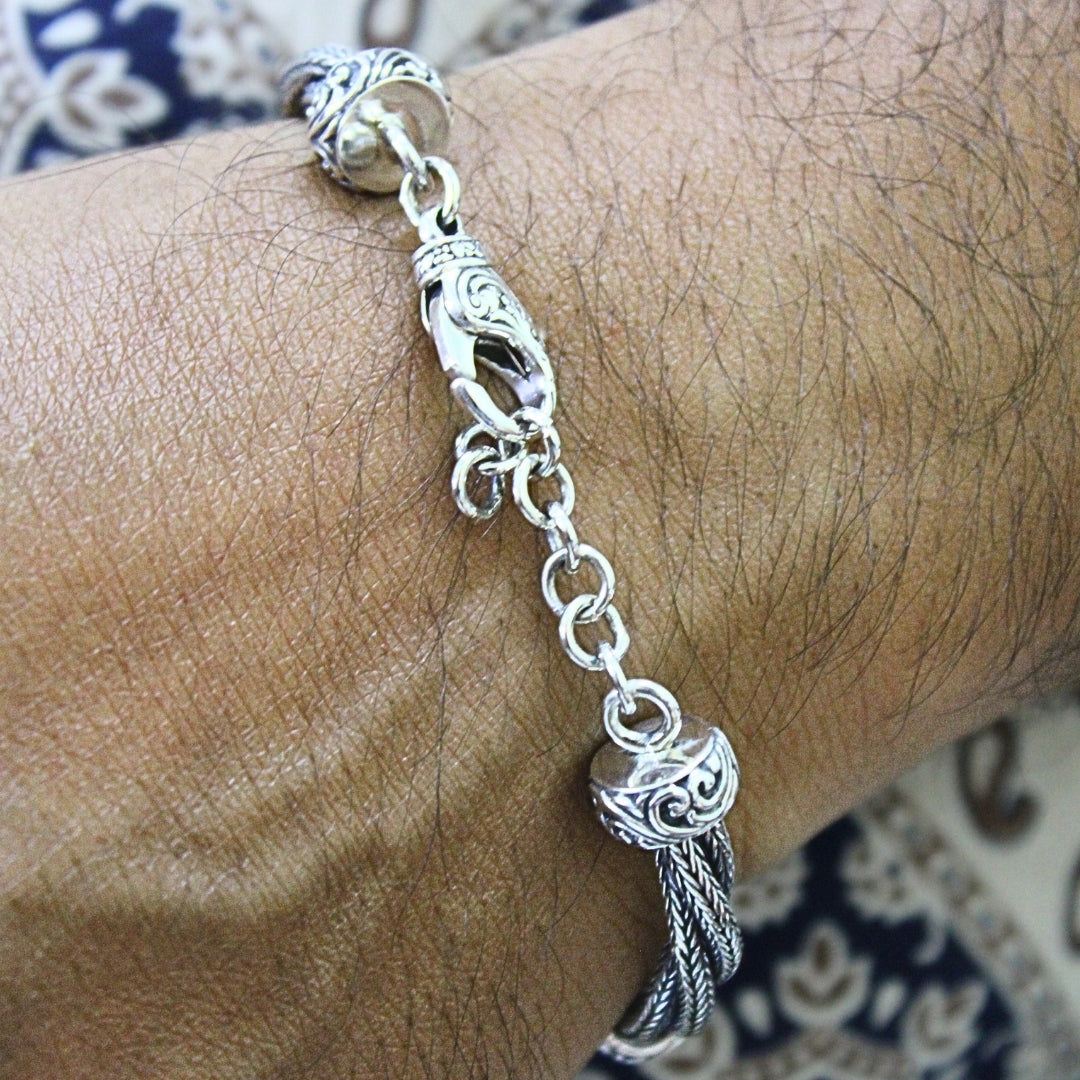 Balinese 6mm Twisted Tulang Naga Silver Bracelet