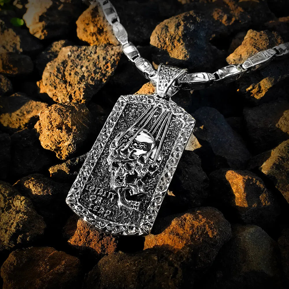 Artisan Skull Pendant Necklace - Heritage Sterling Silver