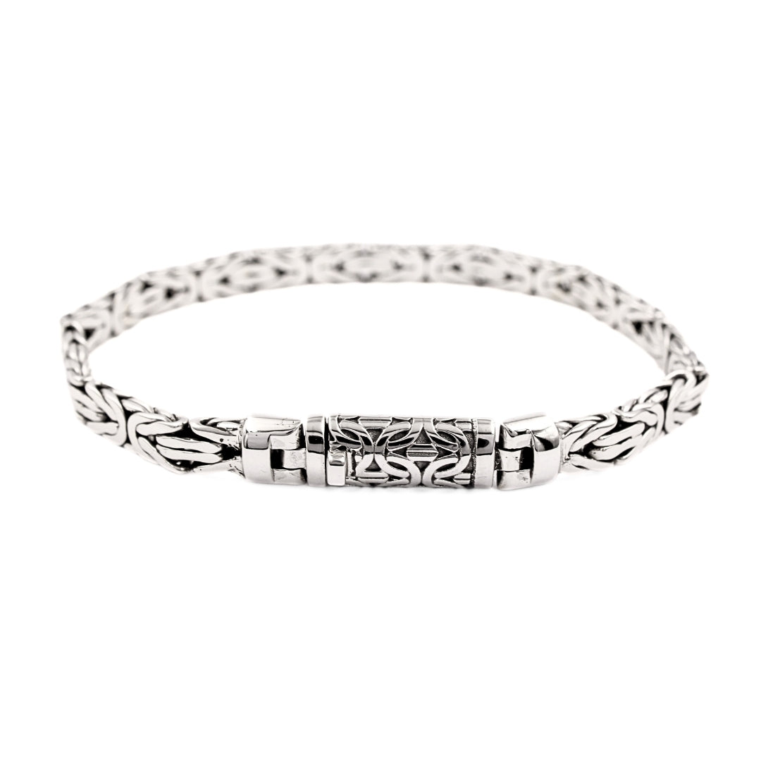 Bali Flat Byzantine Sterling Silver Bracelet