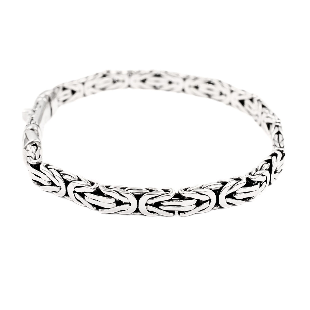 Bali Flat Byzantine Sterling Silver Bracelet