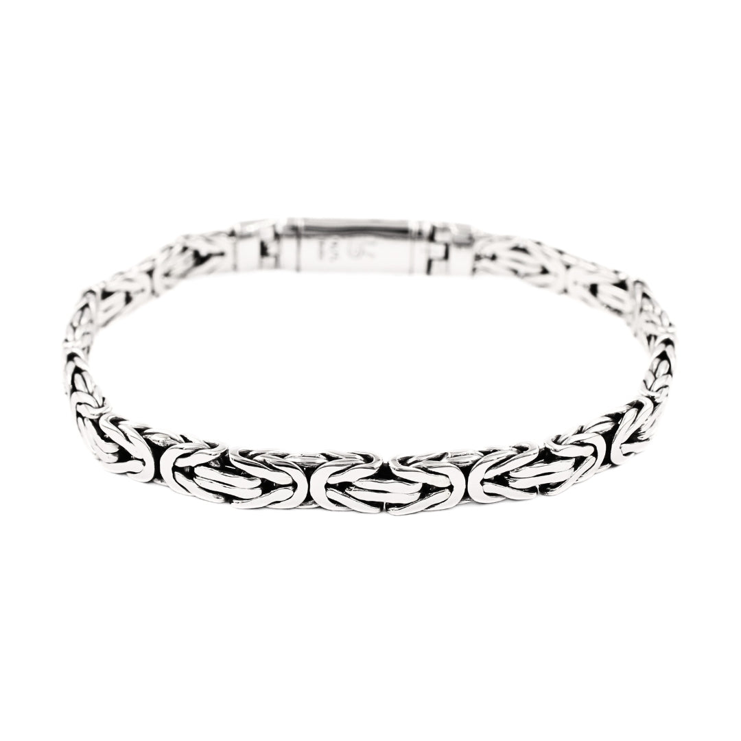 Bali Flat Byzantine Sterling Silver Bracelet