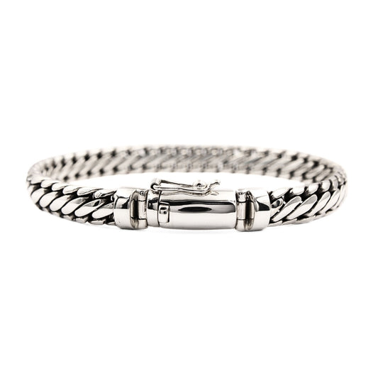 Handmade Sterling Silver Bali Ben Bracelet: Artisan Link Chain, 8mm